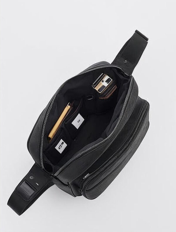 Black Modern Leather Belt Bag - Image 3