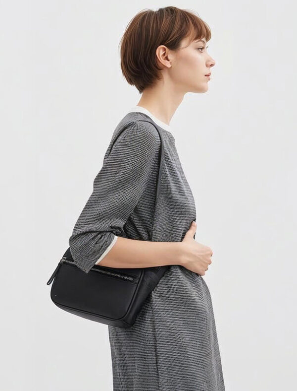 Black Modern Leather Belt Bag - Image 2