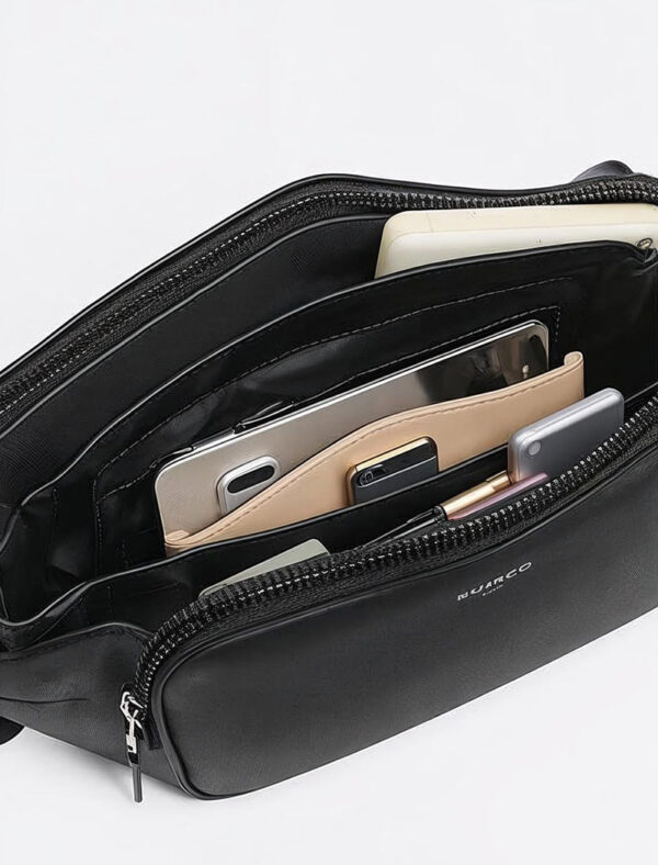 Black Modern Leather Belt Bag - Image 3