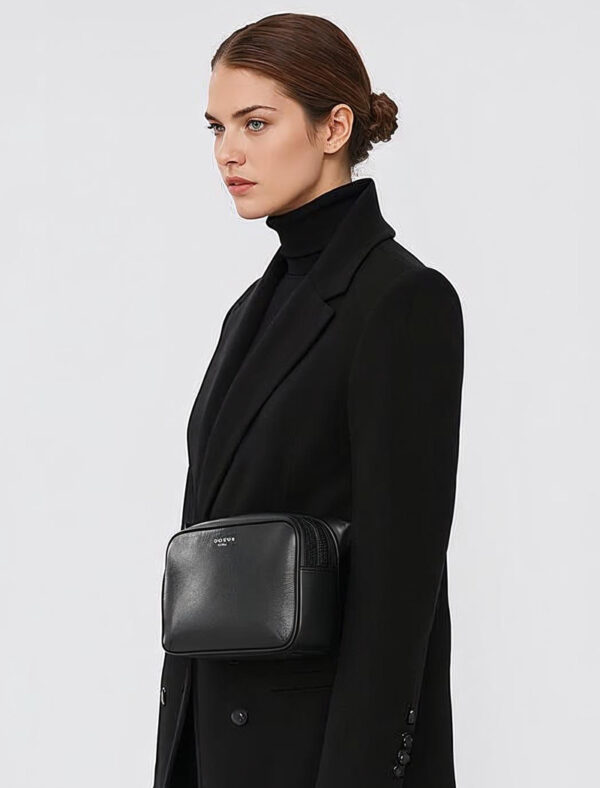 Black Modern Leather Belt Bag - Image 2