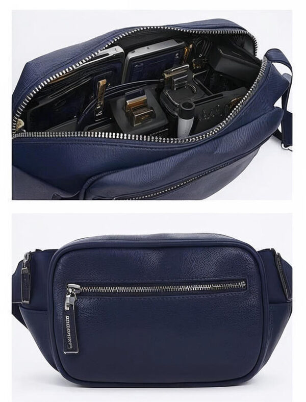 Navy Modern Leather Belt Bag - Image 2