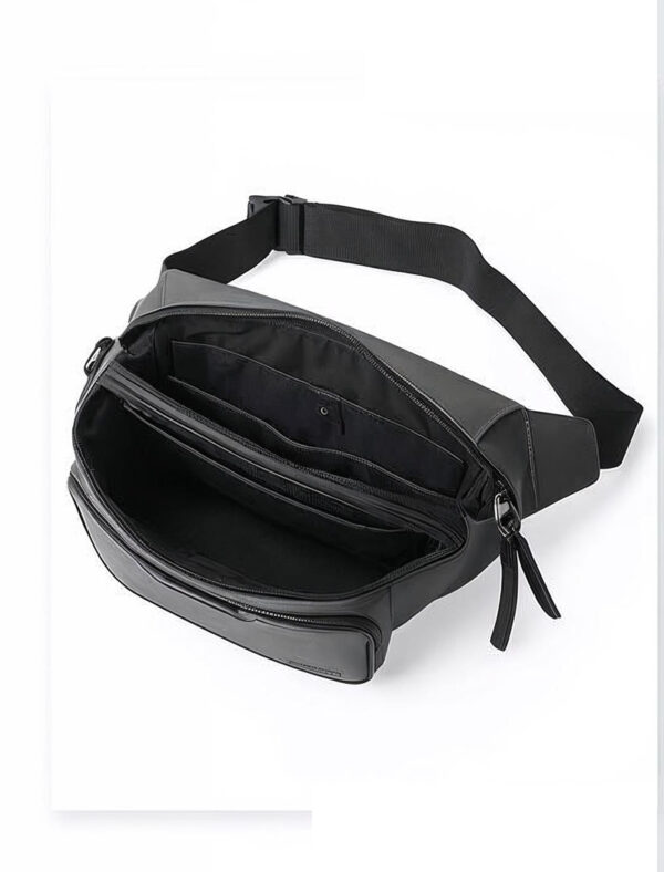 Grey Modern Leather Belt Bag - Image 3