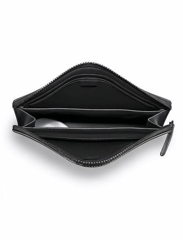 Grey Modern Leather Clutch for Women - Image 3
